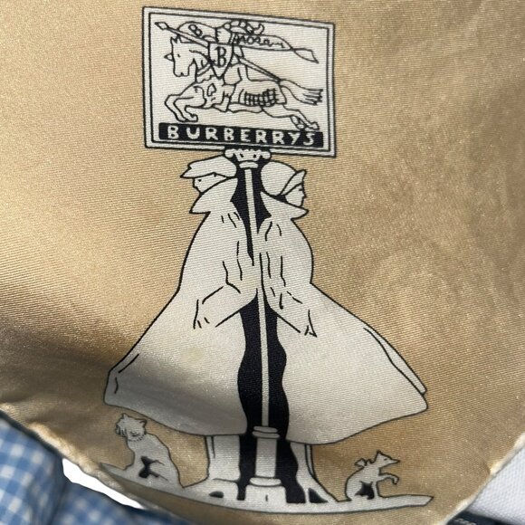 burberry 100% authentic SILK handrolled sewn Nova Check khaki blk scarf 30” sq - Picture 3 of 7